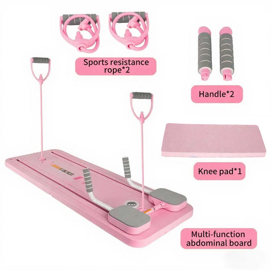 Foldable Fitness Board Pilates Board Fitness Pushup Board Househeld Fitness Equipment with Silicone Elastic Ropes 100KG Load